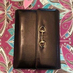 Gucci horsebit black leather agenda planner day runner calendar journal case